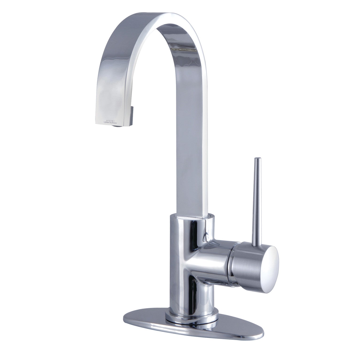 Kingston Sona LS8211NYL - New York One-Handle 1-Hole Bathroom Faucet with Deck Plate and Push Pop-Up Drain, Polished Chrome — image 1